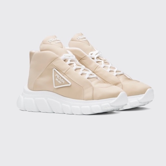 PRADA RE-NYLON GABARDINE DESERTO TAN PADDED LOGO BOOT SNEAKERS SIZE 39 - Picture 1 of 15
